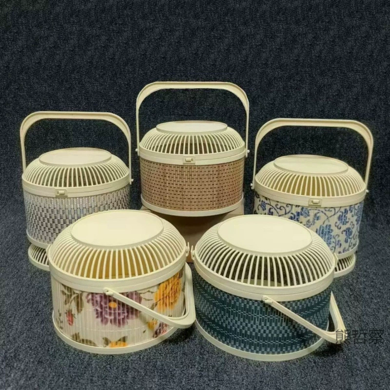 Клетка для птиц в стиле ретро, ​​бамбуковая корзина, подарочная круглая корзина, местная специальность, крышка из ягоды моринги, портативный ремешок, имитация персикового фруктового яйца