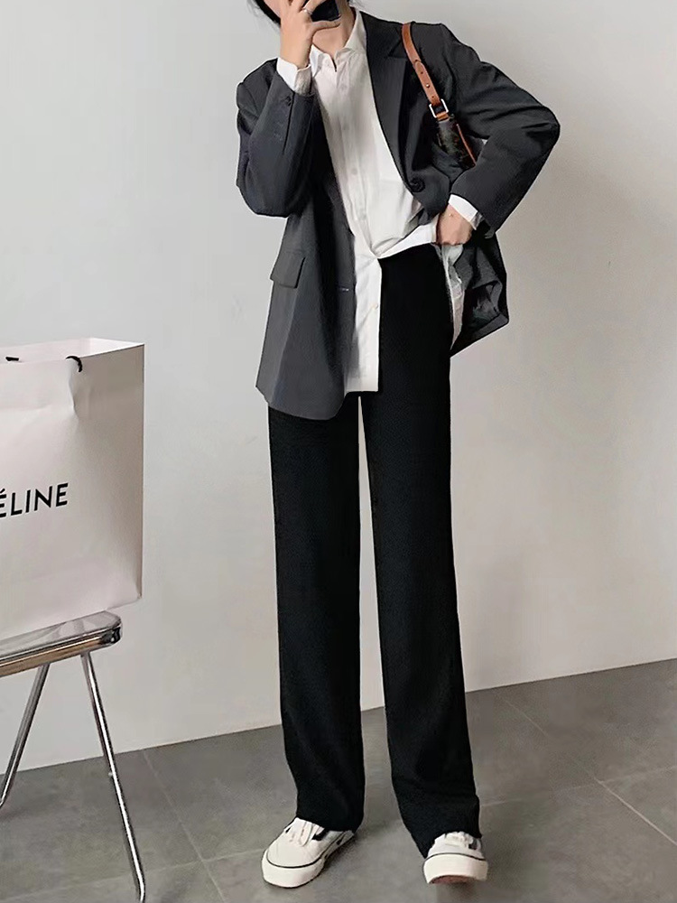 Draped Suit Wide-Leg Pants for Women 2025 New Korean Style Summer Straight Long Pants Versatile Casual Floor-Length Pants