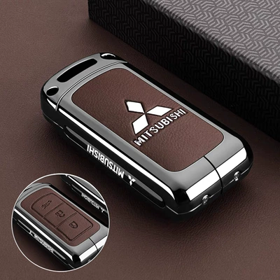 Suitable for Mitsubishi Outlander Key Static Rod/Key Bag - smart-3-button-brown-leather-single-shell