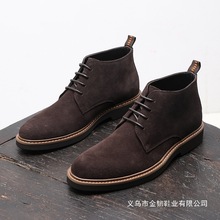 马丁靴男英伦翻毛皮中帮皮鞋商务休闲反绒男士沙漠加绒短靴