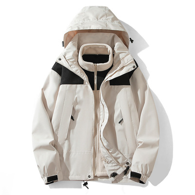 冲锋衣秋冬新款户外冲锋衣男三合一情侣时尚可拆卸两件套带内胆冬