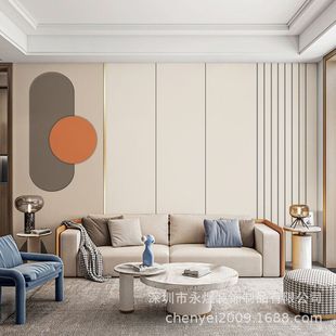 Light Luxury Grille Line Tv Background Wall Covering Modern Simple Hotel Bedside Wall Covering High-End Living Room Sofa Mural