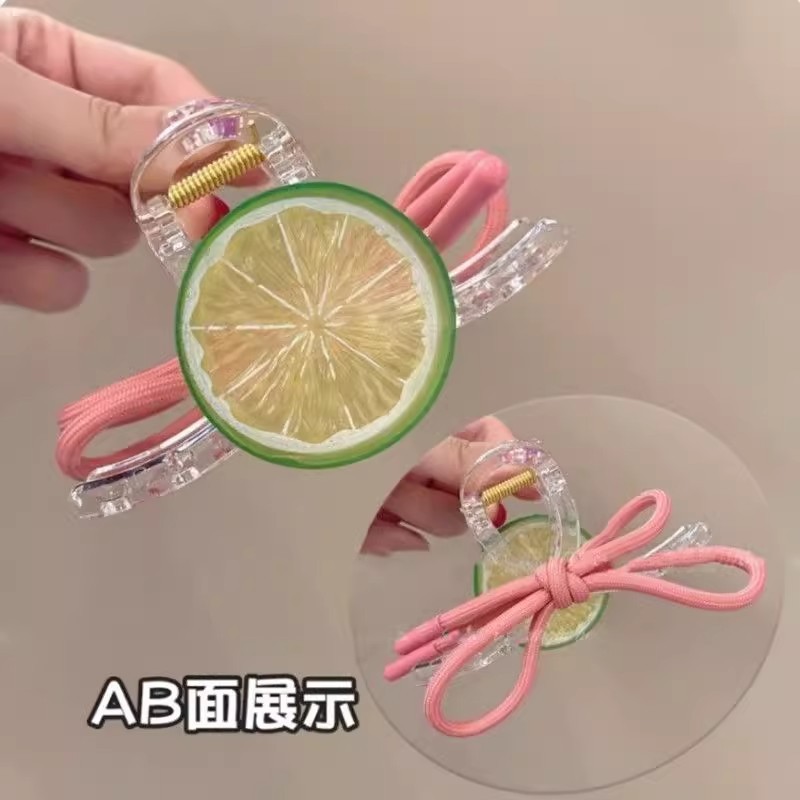 レモンムード〜女性の後頭部用の新鮮なヘアピン、かわいいリボンクリップ、2025年の新しいサメクリップ、ハイエンド|undefined