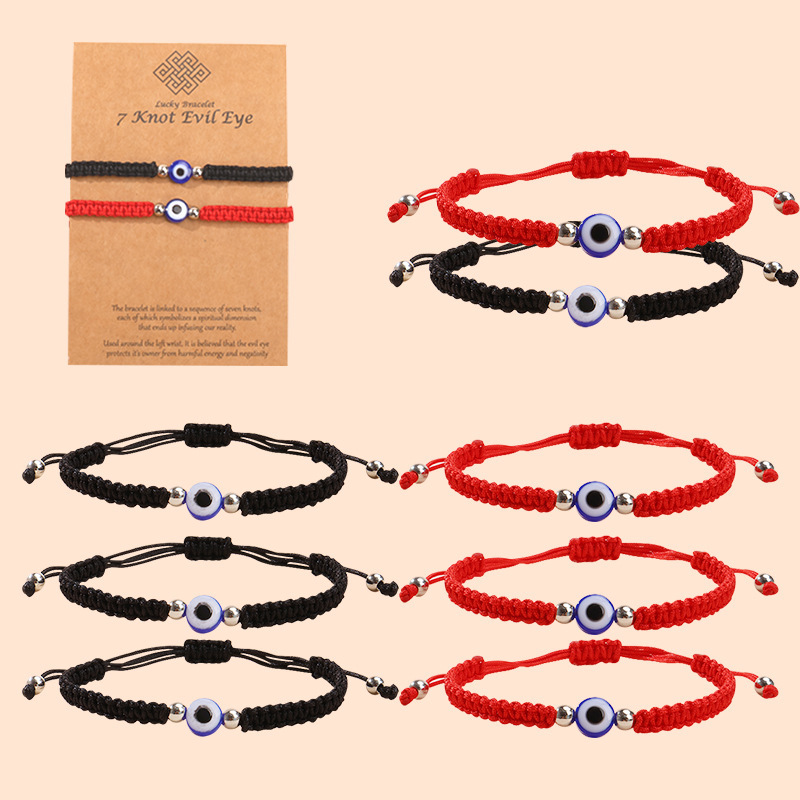 Factory Direct Sales Devil's Eye Bracelet Turkish Blue Eye Braided Rope Adjustable Vintage Women's Jewelry Wholesale