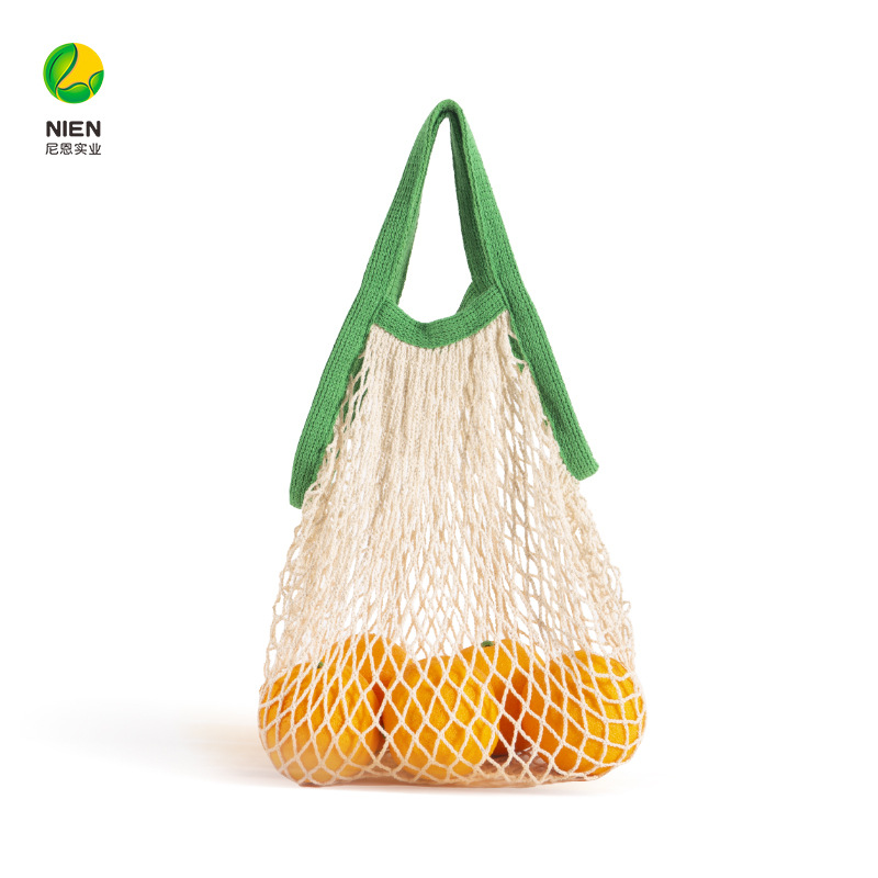 Nien contraste bolsa de algodón bolsa de algodón reutilizable bolsa de algodón supermercado verduras y frutas bolsa de compras de algodón