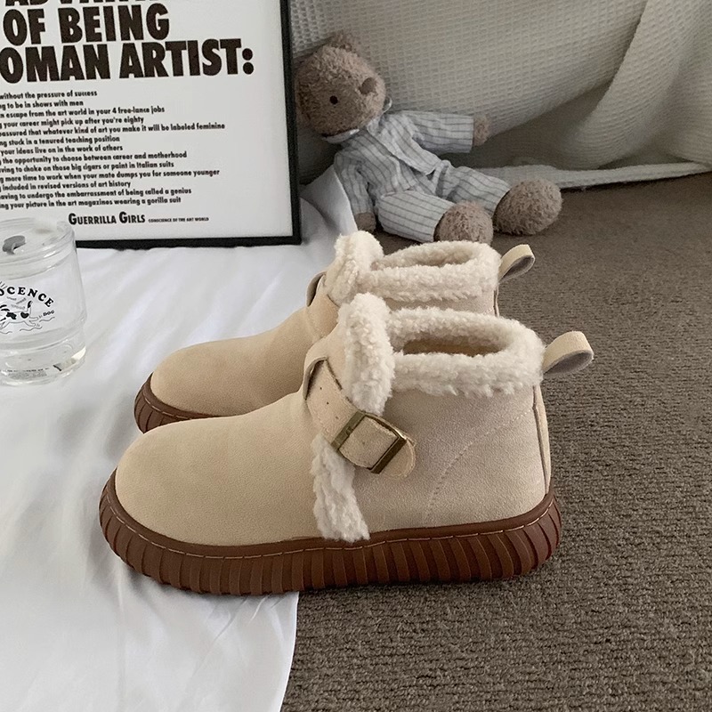 2023 New Winter Versatile Thick Sole with Plush and Thickened Warm Two Cotton Shoes for External Wear, Non Slip_voghion.com