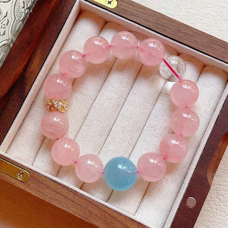 Pink Crystal Aquamarine White Crystal Elf Princess Bracelet Pink Crystal Natural Crystal Bracelet Star Same Style