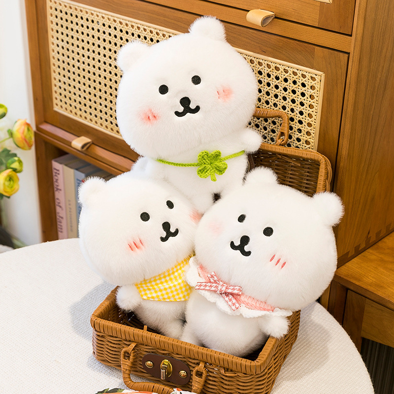 新しい自己嘲笑小さな白いクマよだれかけ布人形人形スカーフアクセサリークマ人形子供の diy 着替え服|undefined