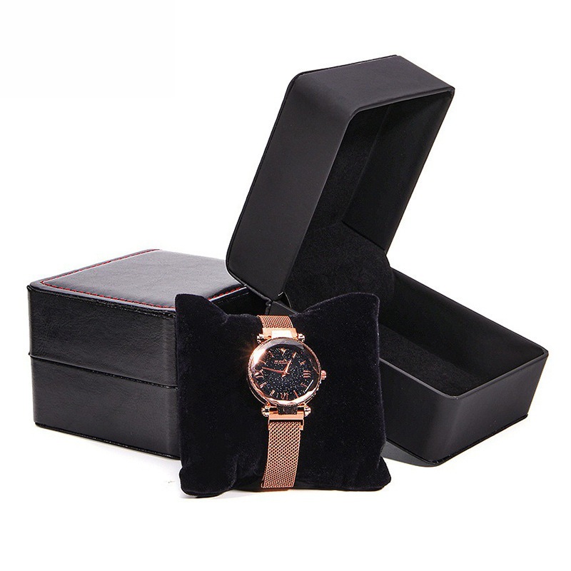 High-end watch box gift set, black matte PU leather luxury watch box storage box, single logo printed packaging box