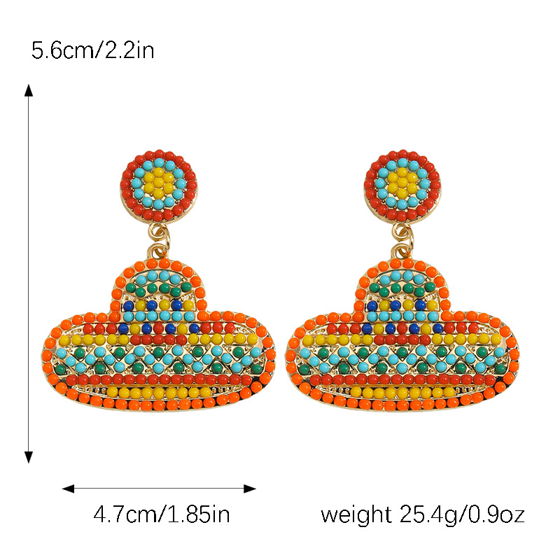 1 Pair Bohemian Classic Style Printing Geometric Plating Alloy Seed Bead Drop Earrings display picture 2