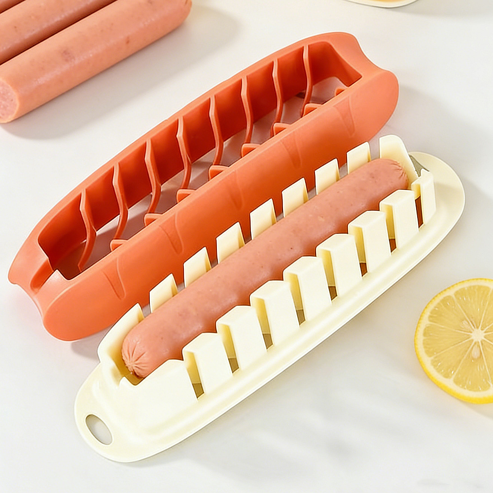 Cross-Border Multifunctional Sausage Slicer, Fancy Slicing Mold for Grilled Sausages, Household Ham Slicer, Baking Tool