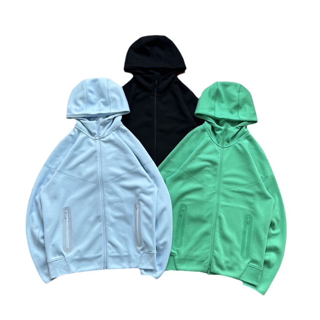 24 años transfronterizos hombres primavera y otoño nueva cremallera encapuchado chaqueta casual tricolor impresión de moda deportiva running suéter