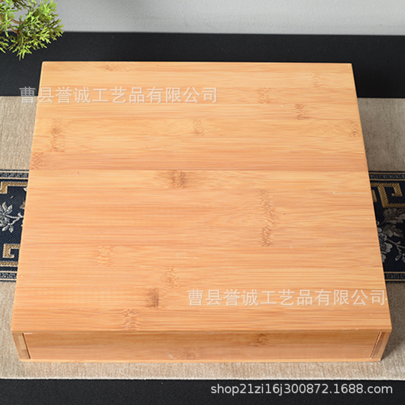 单层茶饼包装盒竹木茶叶礼品盒原色木质散茶收纳盒茶饼盒茶叶罐