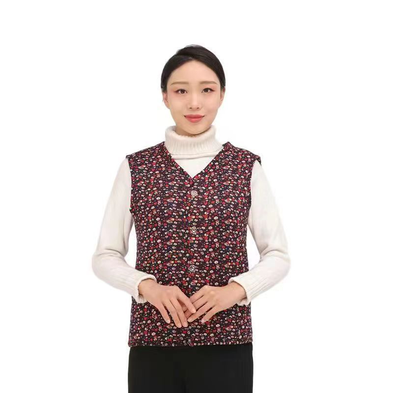 小砕花馬甲秋冬の中高年は綿の服を着ています。|undefined