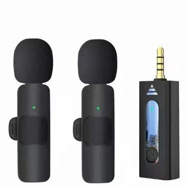 k35 wireless lavalier microphone with 3.5mm interface, dual-use outdoor live streaming and recording, 2.4G smart noise reduction microphone