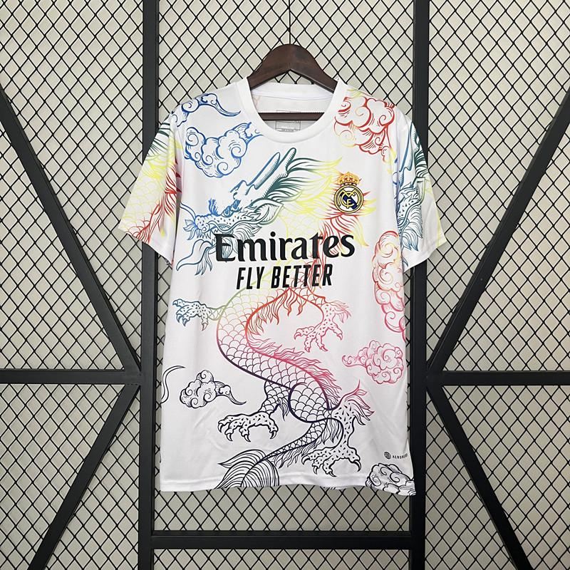 2425 Real Madrid Cuello redondo Hey Dragón Blanco Dragón