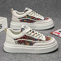 Mesh platform sneakers, breathable ethnic pattern, lightweight casual, sizes 39–44