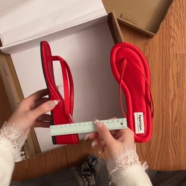 Red popularidad explosión retro rojo con zapatillas de fondo grueso para mujeres 06 nuevo verano para aumentar la altura de las zapatillas image 3
