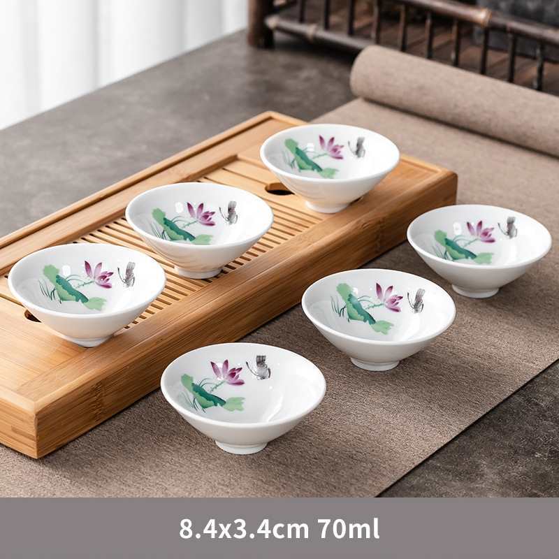 화이트 도자기 그릇 컵-나비 사랑 꽃 6 팩