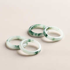 Natural Myanmar A-Grade Jadeite Ring with Floating Flowers for Couples, Unisex Matching Ring, Nuo Zhen Jade Ring, Finger Ring Accessory, Wholesale