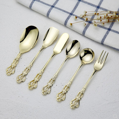 304 stainless steel hollow spoon and fork, trending tableware knife and fork spoon, court tableware coffee spoon dessert fork mooncake knife and fork