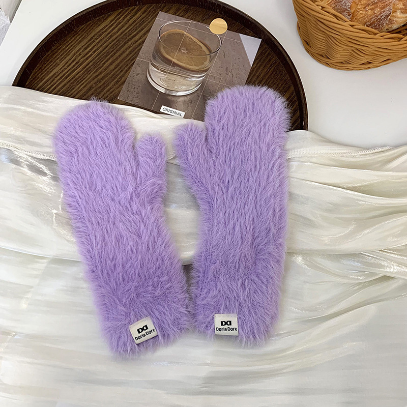 Guantes para mujer, ciclismo a prueba de viento, invierno cálido, nuevos guantes de felpa cálidos, guantes de punto coreanos japoneses al por mayor