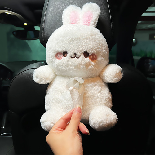 Cute Bear Rabbit Car Tissue Box Creative Decoration Car Tissue Box Cartoon Car Seat Back Hanging Tissue Drawer