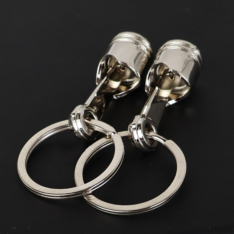 Creative car modified engine piston key chain metal key chain pendant key ring pendant laser logo