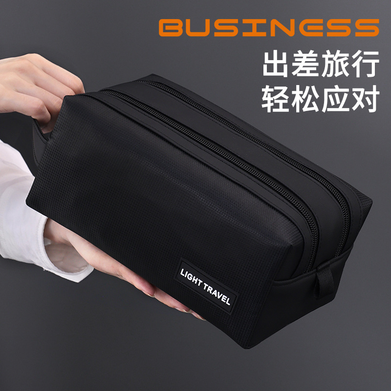 Nuevos productos transfronterizos, doble cremallera, separación en seco y húmedo, bolsa de lavado para hombres, bolsa de almacenamiento de cosméticos en capas de partición portátil de viaje