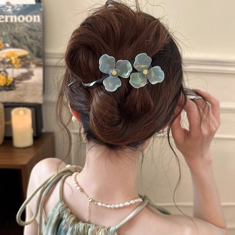 後頭部の髪型を整える高級フラワーツイストクリップとヘアクリップの代替品、ワンラインクリップ、ヘアアクセサリー、ハーフタイヘアクリップ|undefined