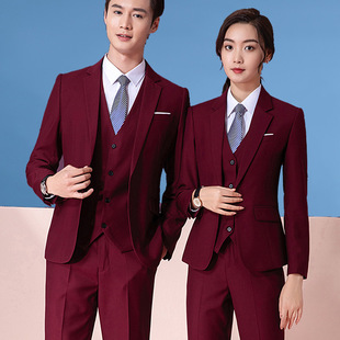 Annual Meeting wine red Professional Suit suit Insurance Business Dress Bank Work Suit Men's and Women's Coat