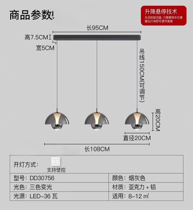 北欧玻璃圆球单头吊灯创意复古工业风餐厅吧台透明灯罩床头小吊灯|undefined