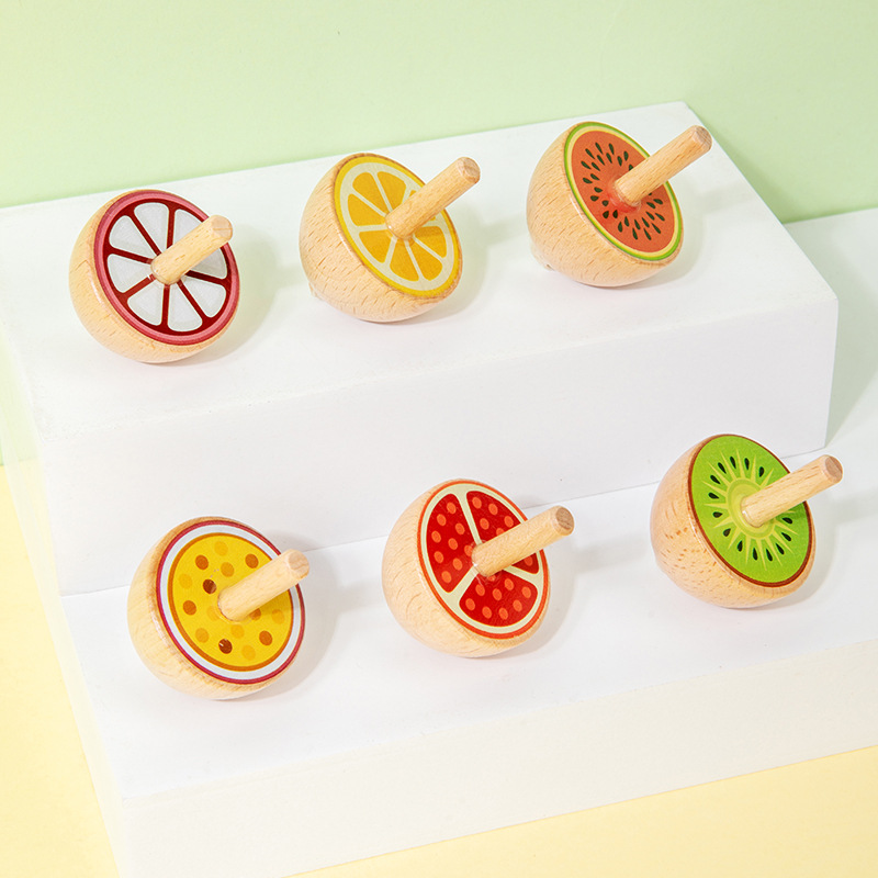 Frutas de punta de dedo en forma de animales pequeños giroscopio para niños dedo giratorio bebé juego de madera de juguetes de enseñanza