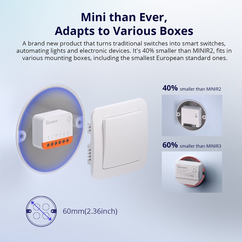 Sonoff Mini R4 Mini WiFi Smart Switch On-Off Wireless Remote Control Timing Easy MicroLink