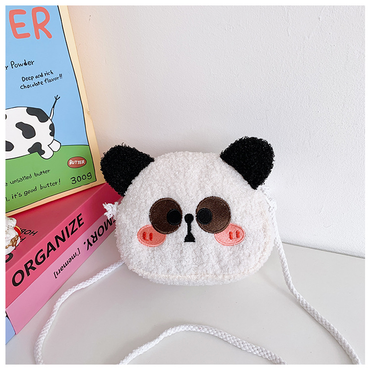 2025 otoño y invierno nuevo bolso para niños caricatura lindo animal peludo bolso de hombro pequeño bolso de cambio ligero