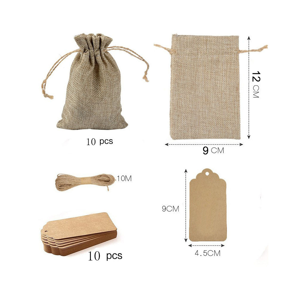 Transfronterizo 25 piezas de lino Paquete de bolsillo bolsa de regalo de la boda bolsa de joyería de Navidad bricolaje bolsa de ropa traje