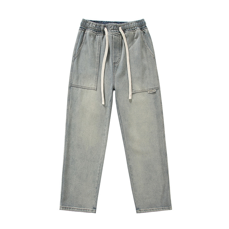 Men's Clothing jeans men's summer thin washed old high street straight loose trendy brand boys wide leg long pants_voghion.com