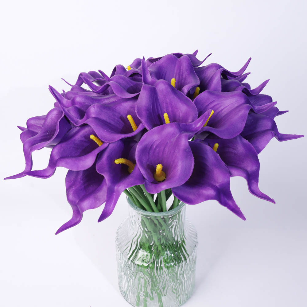 PU lirio de cala flor artificial decoración del hogar decoración sensación flor falsa accesorios fotográficos plantas verdes a través del soporte completo etiquetado