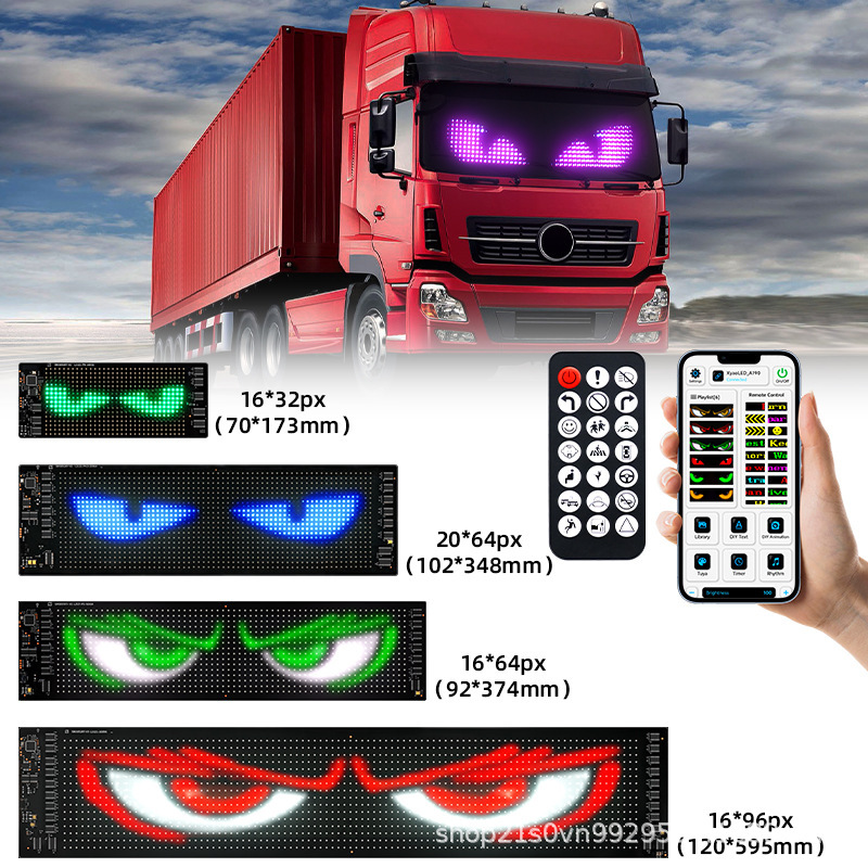 Pantalla blanda USB automóvil pantalla de publicidad flexible APP Bluetooth ventana trasera vidrio emoticon ojo del diablo pantalla LED