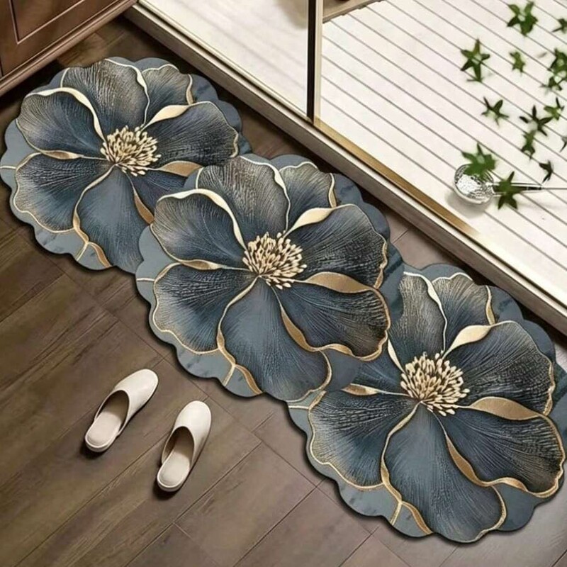 Light luxury floral floor mats for bathroom, absorbent and quick-drying, durable, dirt-resistant, dust-proof, and non-slip door mats for home use Light luxury floral floor mats for bathroom, absorbent and quick-drying, durable, dirt-resistant, dust-proof, and non-slip door mats for home use