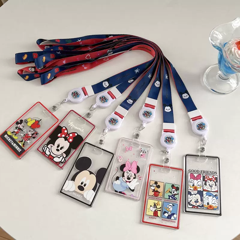 Telescopic card holder, strap, travel card case for students, Donald Duck