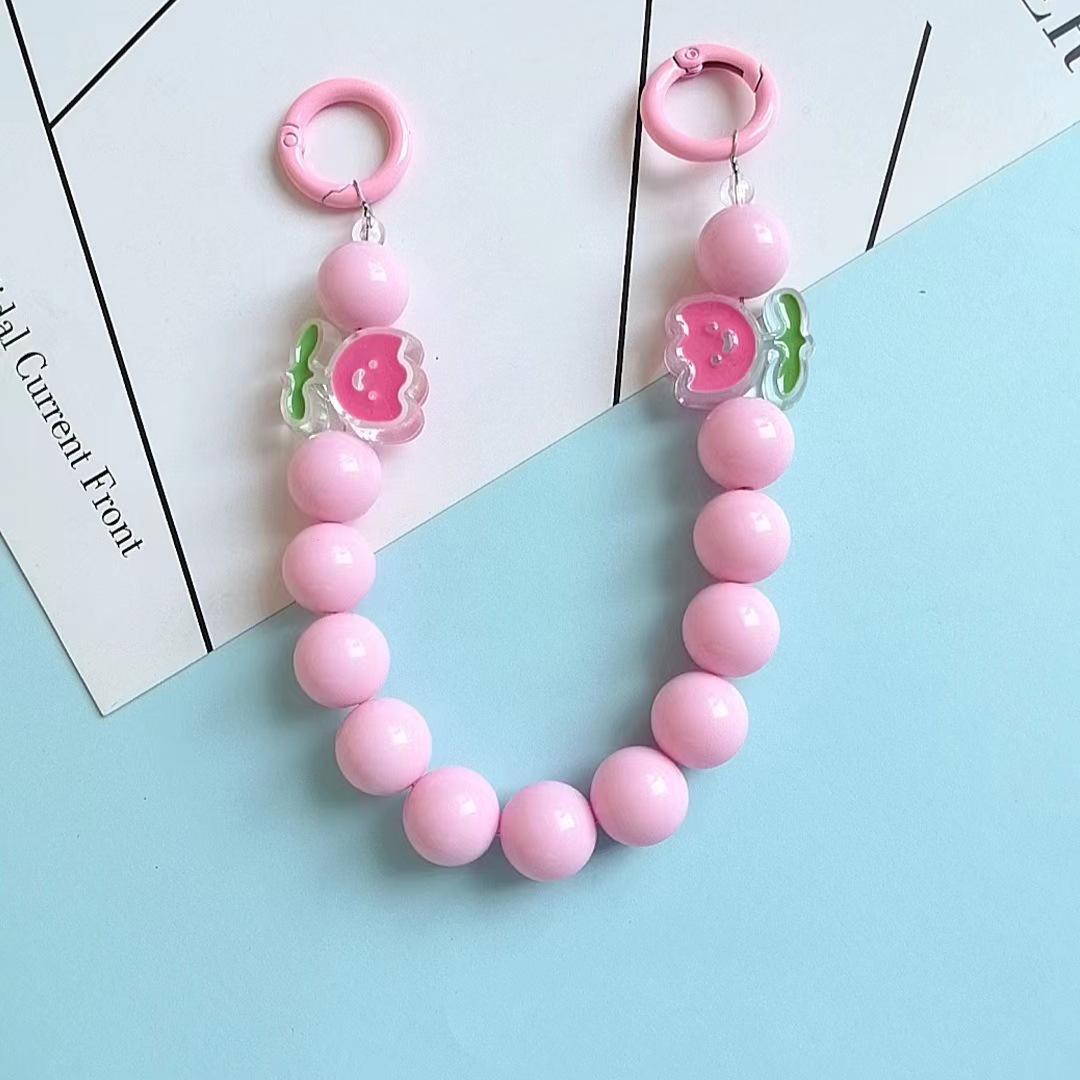 Japón y Corea del Sur color ins hecho a mano con cuentas flor llavero cordón de muñeca macaron color pétalo cordón de teléfono móvil en stock