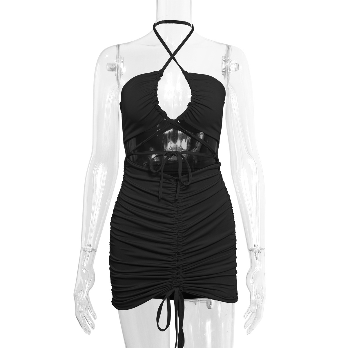 263g Weight Short Mini Dress Dress Length Type Sleeveless Sleeve Length Sheath Dress Dresses Type Spandex, Polyester Fabric Type Mid Waist Waist Line Holiday, Nightclub Occasion Halter Neck Neckline Skinny Fit Type Solid Color Pattern Summer, Spring Season Women's Gender Sexy Style Wholesale Women's Sexy Solid Color Holiday Nightclub Halter Neck Sleeveless Sheath Dress 10