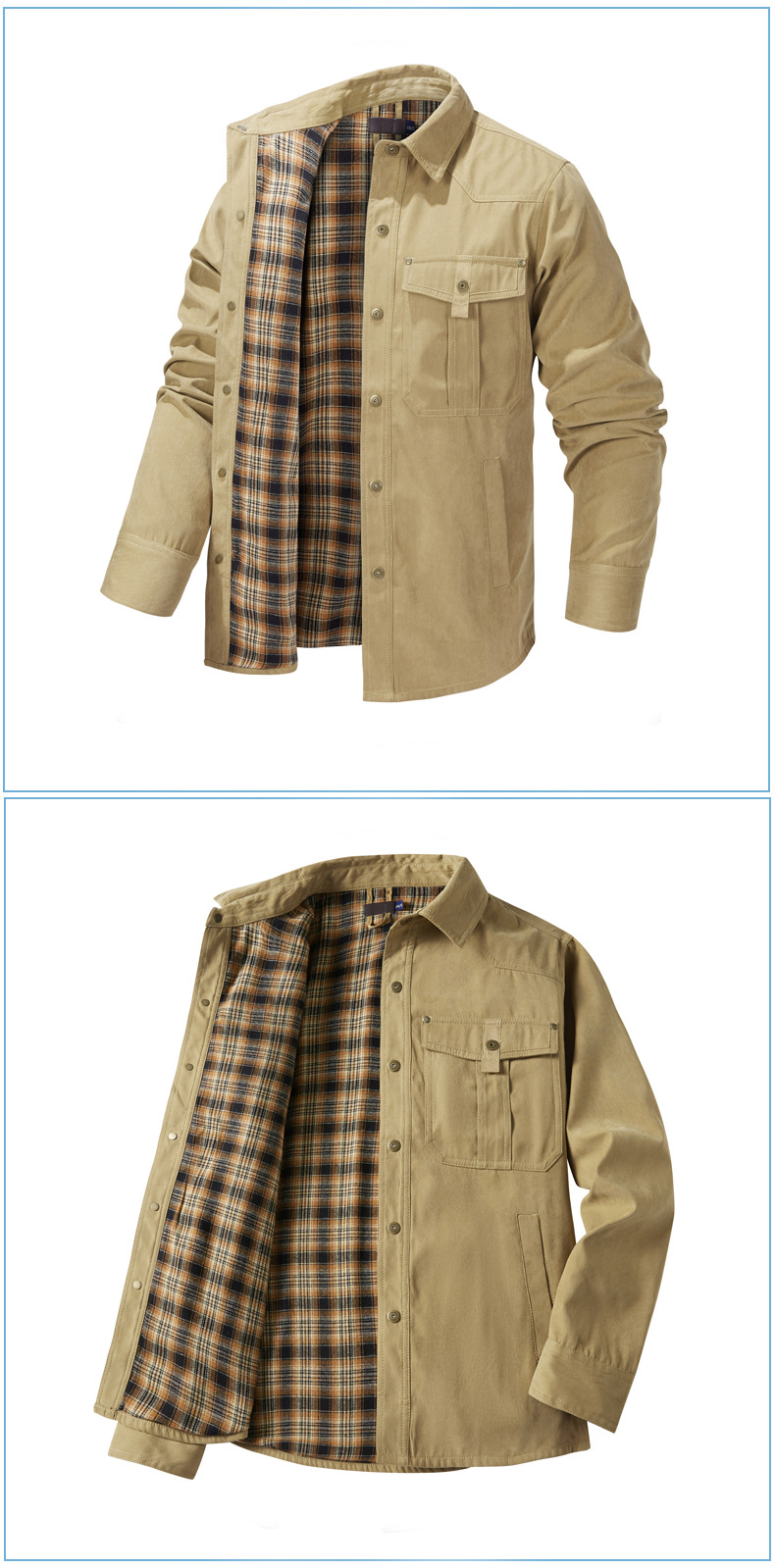 Giacca casual in stile western da uomo americano con risvolto largo in flanella scozzese_voghion.com