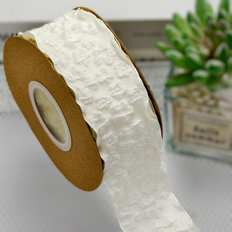 Romántico Camelia flor en relieve cinta de algodón flor ramo embalaje cinta hecha a mano DIY arco