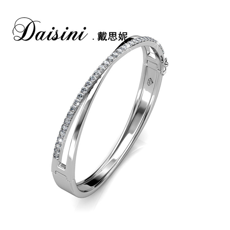 Disney S925 Silver Bracelet Features Swarovski Elements ® Elemental Geometric Gold-Plated Bracelet Simple Geometric Bracelet