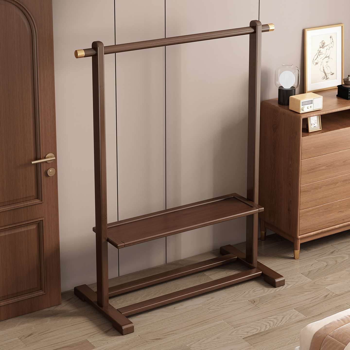 Coat Rack Floor-Standing Bedroom Household Clothes Rack Non-Solid Wood Secondary Clothes Rack Simple Second-Hand Clothes Rack Storage Rack