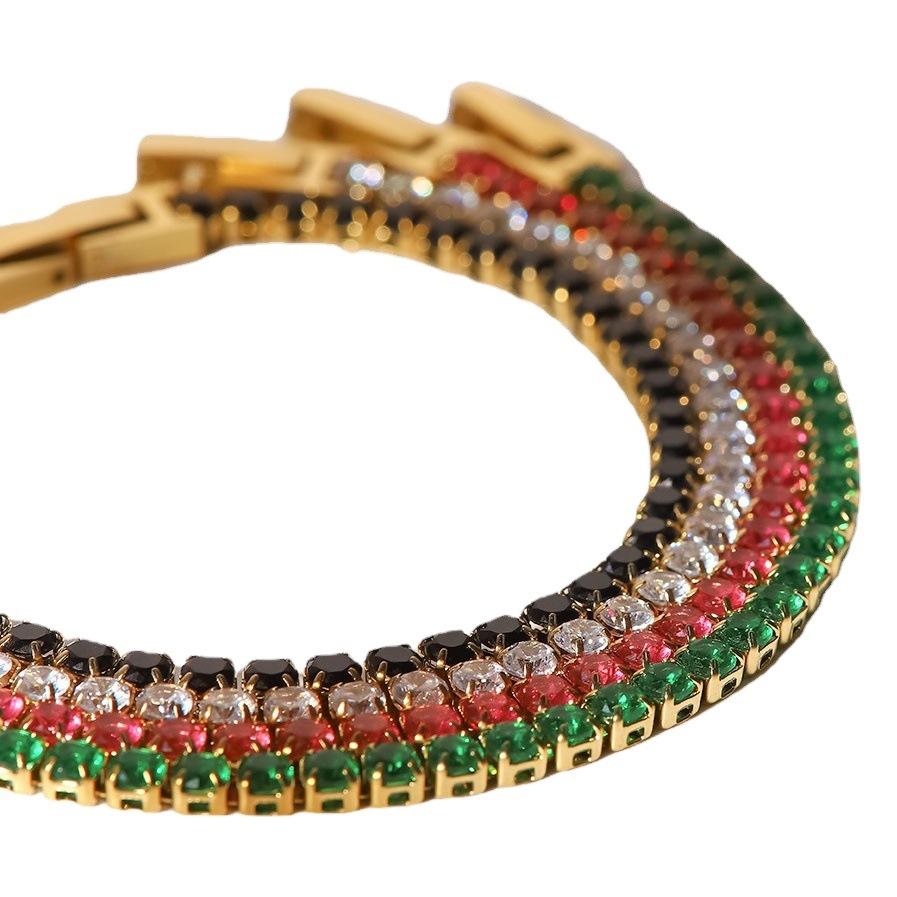 INS estilo de las mujeres nueva pulsera de acero de titanio de 18K oro de acero inoxidable con incrustaciones de circón pulsera de moda todo fósforo de la pulsera de la joyería