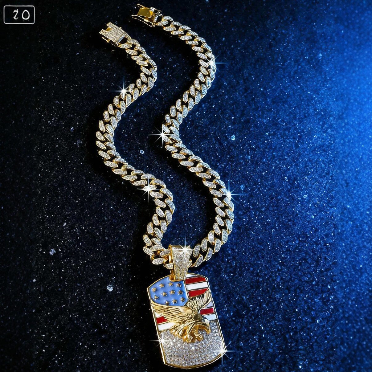 Europa y Estados Unidos Hip-hop Hip-hop Joyas de aleación con diamantes Bandera Colgante Águila Hombres Cadena Cuba