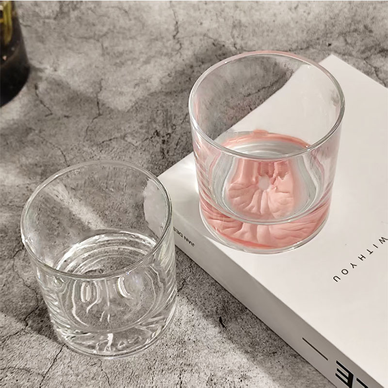 Tazas de nicho de diseño de vidrio simple tazas de agua caseras de whisky tazas de montaña de nieve rosa tazas de cóctel